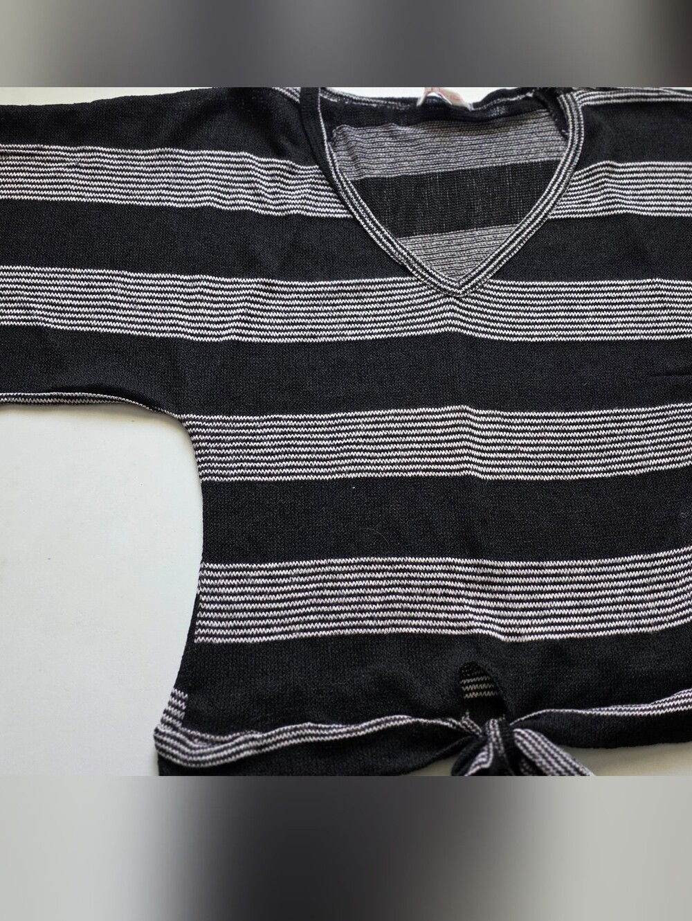 julie's closet Black & White Striped Knit Top